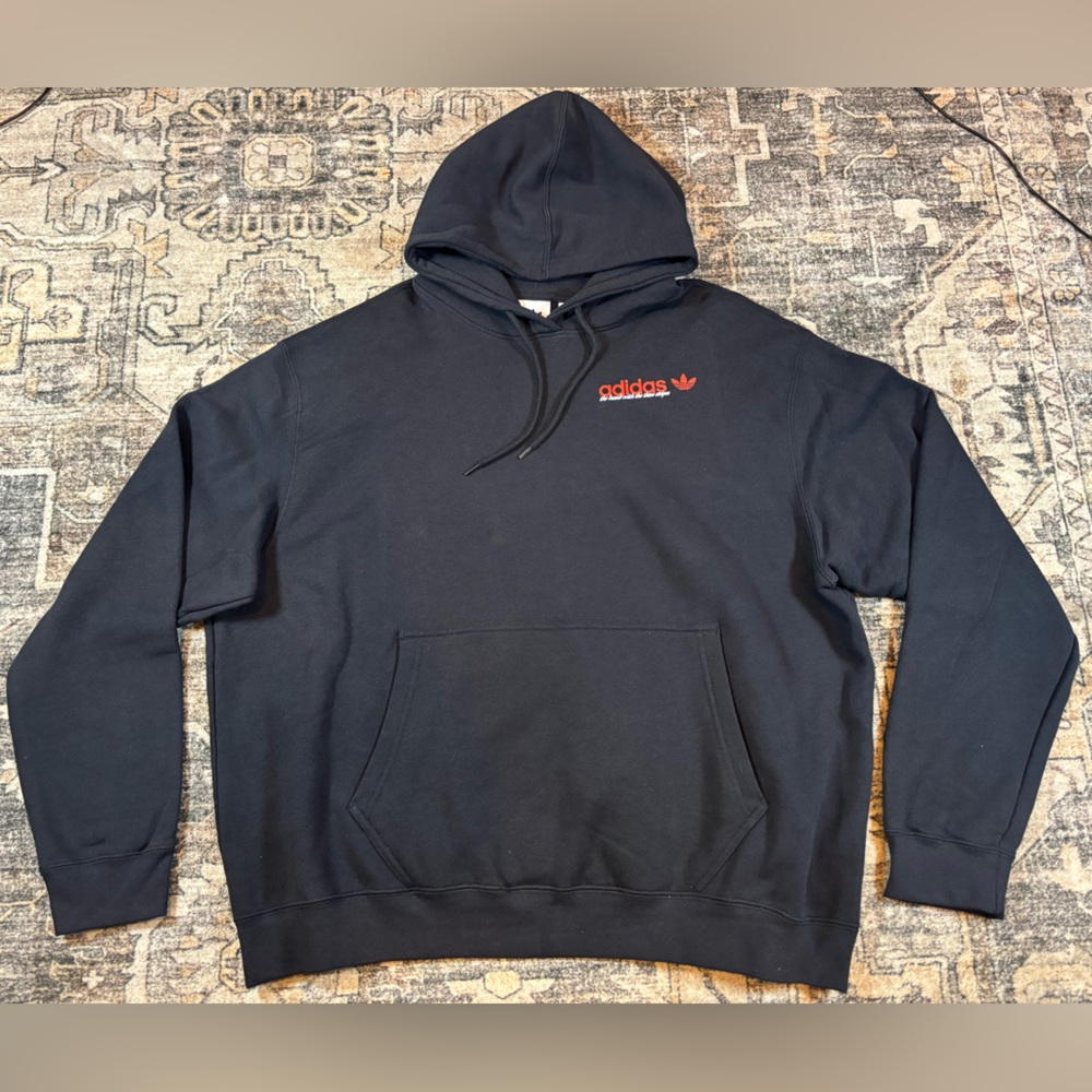 NWT‎ Adidas Black Hoodie with Red Logo Men’s Size 2XL